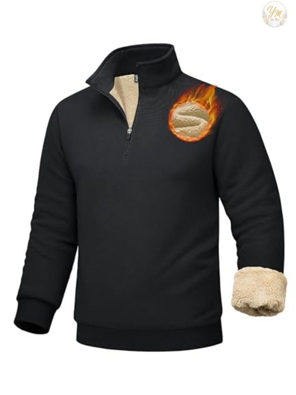 Men's Sherpa Lined Quarter Zip Fleece Pullover Heavyweight Winter Sweatshirt